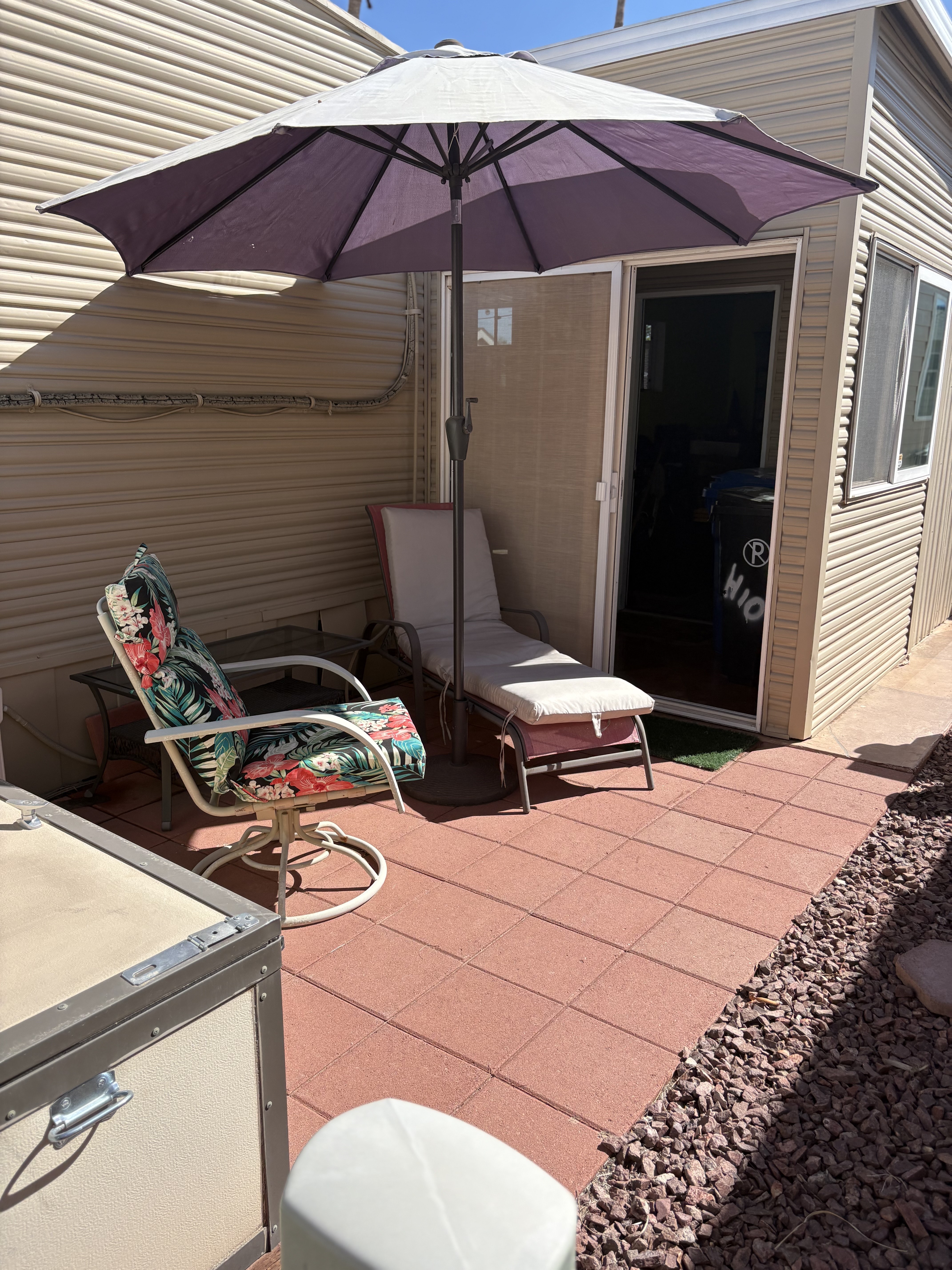 Private covered back patio