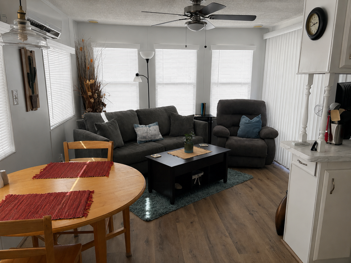Open living and dining area